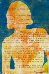 gelatin print with typewriter text by linda germain