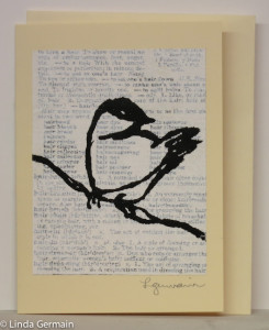 hand pulled screen print card of a bird by linda germain
