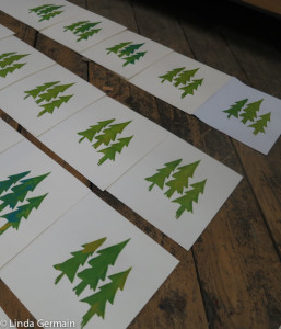 series of christmas cards - screen print in progress