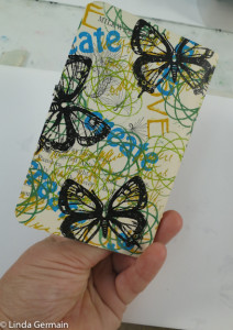 Notebook cover with thermofax screen print kit by linda germain
