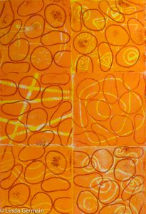 Hand printed fabric with relief plates linda germain