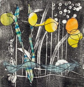 mixed media relief print with collage - Linda Germain