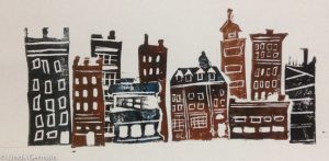 relief stamped cityscape