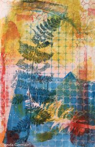 multi colored gelatin monotype print