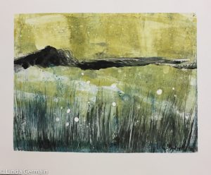 abstract landscape monotype print by linda germain