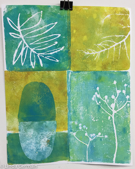 relief print by linda germain with soft foam plates