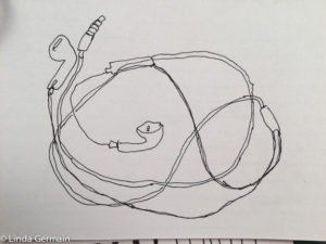 line drawing of ear buds
